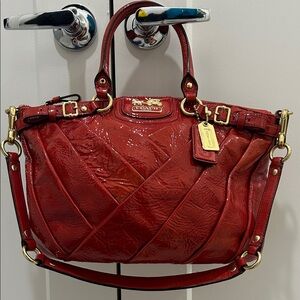 Coach Madison Diagonal Pleated Patent Leather Bag